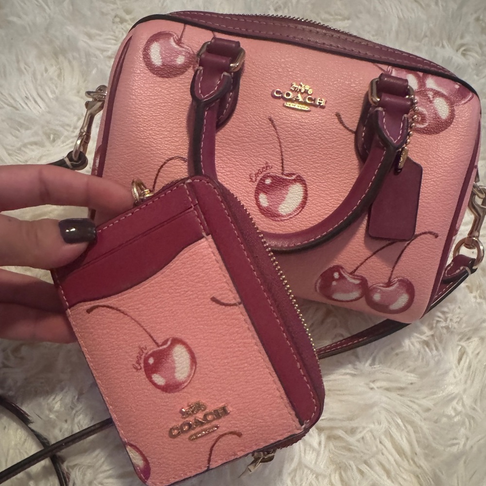 Coach Cherry Mini Rowan Purse and Wallet
